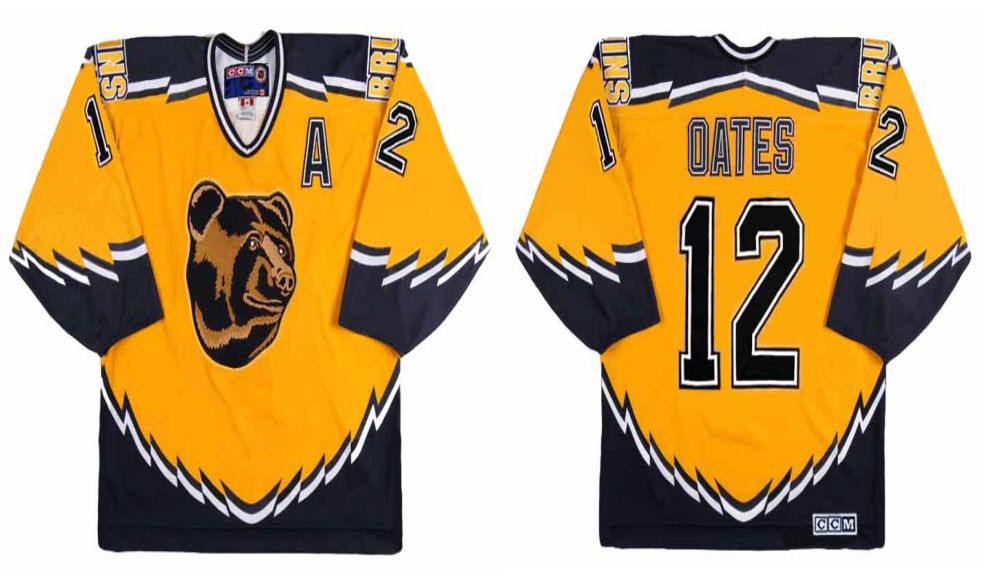2019 Men Boston Bruins 12 Oates Yellow CCM NHL jerseys